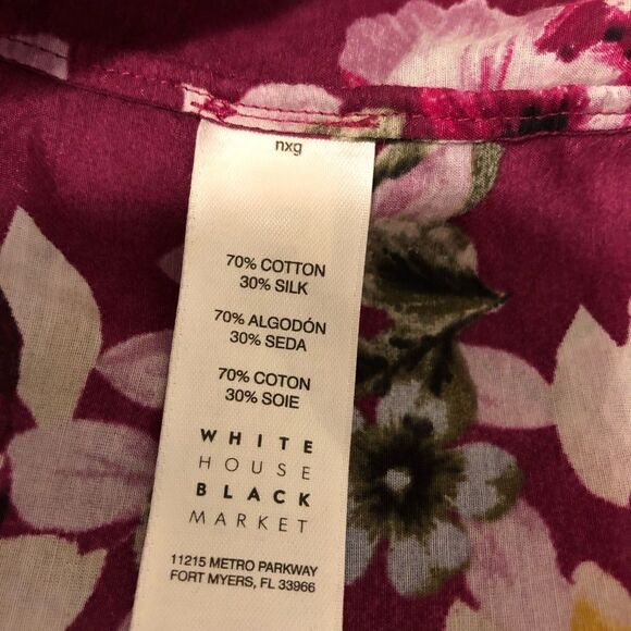 White House Black Market Women’s Too Sz 4 Pink Floral Long Sleeve Button Down - Picture 5 of 6